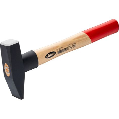 Marteau de serrurier V2662-800 - Tête de marteau 800 g - Manche en bois d'hickory avec protection contre les chocs en caoutchouc - Longueur : 350 mm - Pour un travail puissant et précis (1/5)