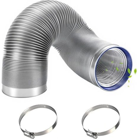 Tuyau Climatiseur Mobile, Tuyau de Ventilation 150 mm, 3 m Tuyau d'Evacuation en PVC Aluminium Gaine Ventilation avec 2 Colliers, Conduit d'Air Flexible pour Climatisation, Hotte