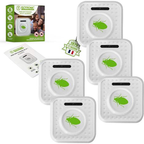 Répulsif ultrasons acariens et punaises de lit - Protection à Piles sans Produits Chimiques - Portée Efficace 30 m² - Lot de 5 pièces pour Matelas, Chambre et canapé - sans Odeur ni Poison (1/5)