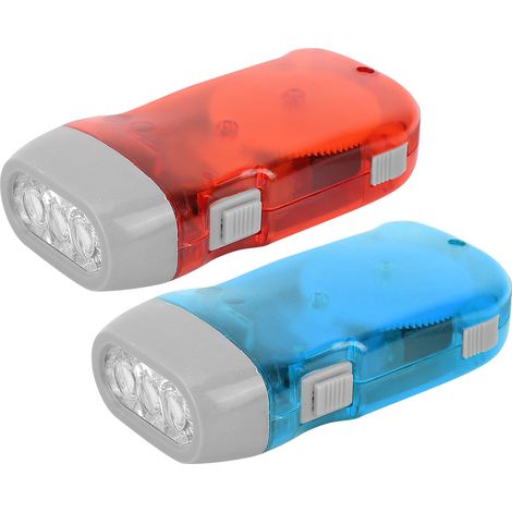 Mini-Taschenlampe für den Außenbereich, manuell mit Handkurbel, LED-Beleuchtung, Notbeleuchtung (Rot/Blau) (1/5)