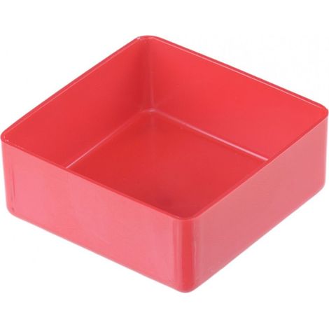 Boîte de rangement en polystyrène résistant aux chocs (PS), dimensions : 54 x 54 x 23 mm, couleur : rouge. (1/5)