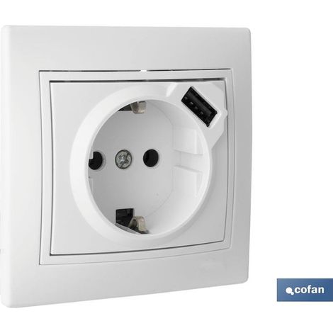 Base Spina USB Monoblocco Modello Pacific 2p+T Con Shutter 16a 250v 2.1a 5v