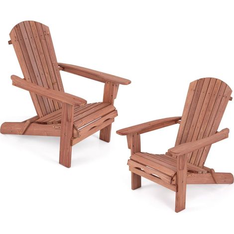 Juego de sillas Adirondack plegables de madera, capacidad de 180 kg