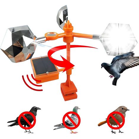 Répulsif solaire coloré en forme de diamant pour oiseaux, répulsif vocal clignotant à 360 degrés (1/5)