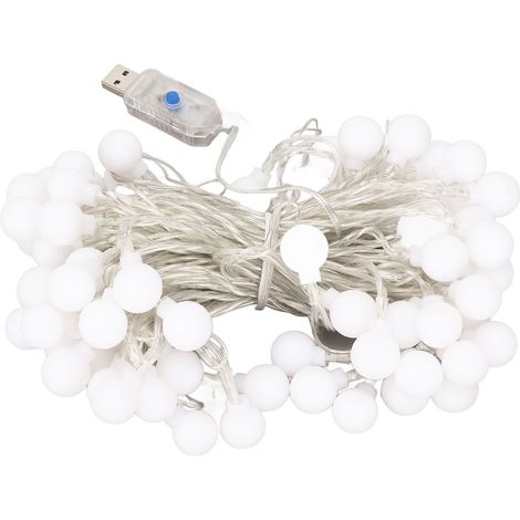 Guirlande lumineuse LED USB Plug and Play, 8 modes d'éclairage, étanche, blanc chaud, 10 m (32,8 pi), 100 LED, pour intérieur et extérieur (1/5)