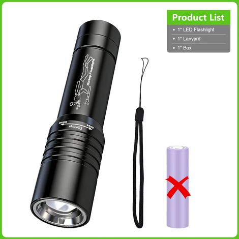 Lampe torche de plongée puissante (sans batterie) IPX8, lampe sous-marine professionnelle, lampe de plongée LED rechargeable USB-C (1/5)