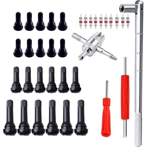 Coffret de 36 outils de démontage de valves – 10 TR412, 6 TR413, 6 TR414 – Extracteurs de valves pour camion, vélo, moto – Réparation pneus tubeless (1/5)