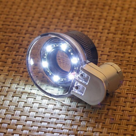 Lente d'ingrandimento ottica 20x con specchio e 6 luci LED