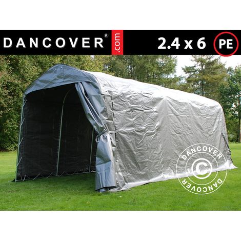 Carpa de almacenamiento PRO 2,4x6x2,34m PE, Gris (1/5)