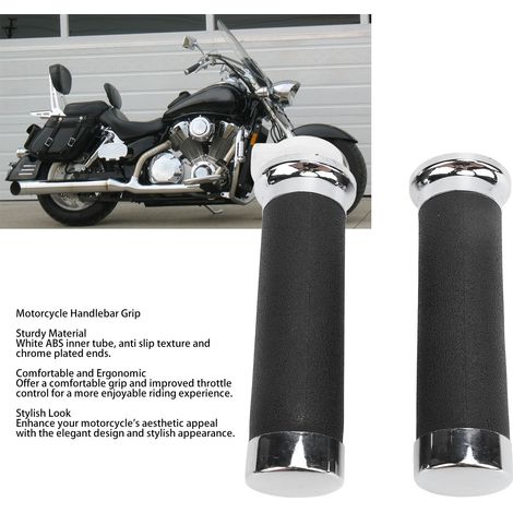 Puños antideslizantes para motocicleta (25 mm) - 1 par para VT250 VT400 NV400 VRX400 VT600 VT750C2 - Diseño ergonómico y cromado (1/5)