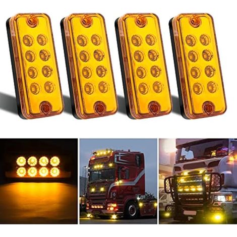 Biqing 4PCS Feux de Gabarit, Unviersal 12V/24V 8LED Feu de Gabarit Remorque 3.8 Inch pour remorque Van Caravan Camion de Voiture Bus Bateaux(Ambre) (1/5)