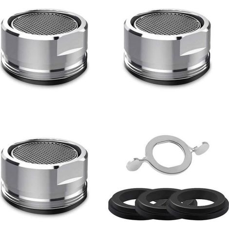 Mousseur Robinet - M24 - Acier Inoxydable - Pour Cuisine et Salle De Bain - 3 Pièces (1/3)