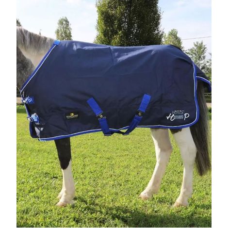 75 cm, Blu: Coperta impermeabile da paddock per pony imbottita 200g e tessuto esterno 600 denari modello Heroes (1/5)