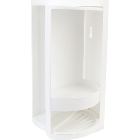 PP corner bathroom storage shelf, 2 tiers, 360-degree rotating countertop organiser, skincare and cosmetics cabinet for the bedroom, white (1/5)