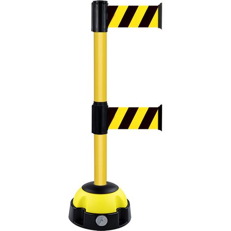 Poteau Alu Jaune à double sangle Jaune/Noir hachuré 3m x 100mm - socle Balise - 2910002 (1/4)