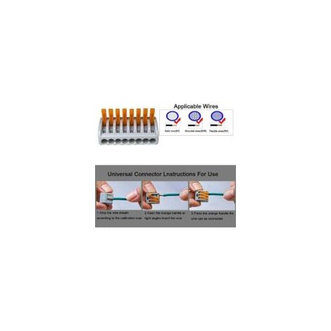 Juego de 10 conectores de cable PCT-218 Premium con tuerca de palanca, conectores de cable compactos de 8 puertos, bloque de terminales con conector de resorte compacto - Crezuo