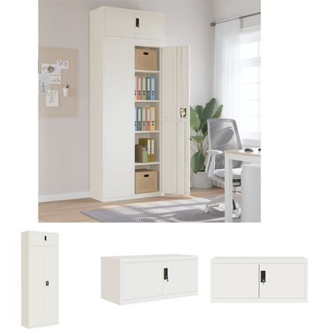 The Living Store Aktenschrank Weiß 90x40x240 cm Stahl - Aufbewahrungsschränke & Schließfächer (1/5)