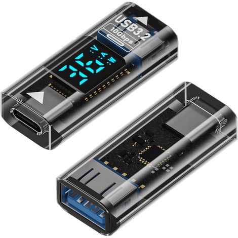 Adaptateur USB C vers USB 10 Gbps 12 V/3 A - Écran LED de type A - Adaptateur pour ordinateur/ordinateur portable/disque U/disque dur/smartphone (1/5)