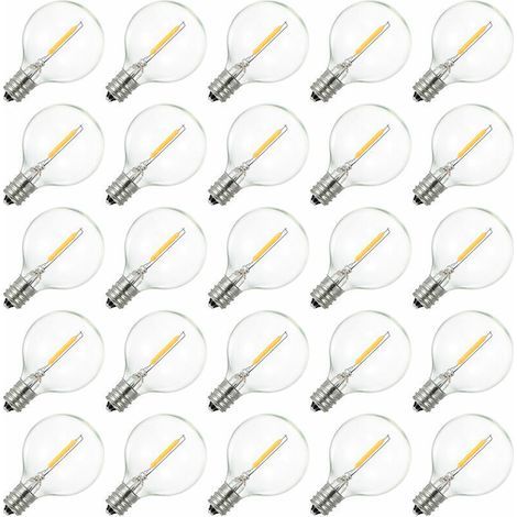 Ulisem – Ampoule LED G40 E12 blanc chaud 2200K – Résistante à l'eau IP44 – 0,6W – 360° – Lot de 25 ampoules pour décoration intérieure et extérieure - AC230V-DOU