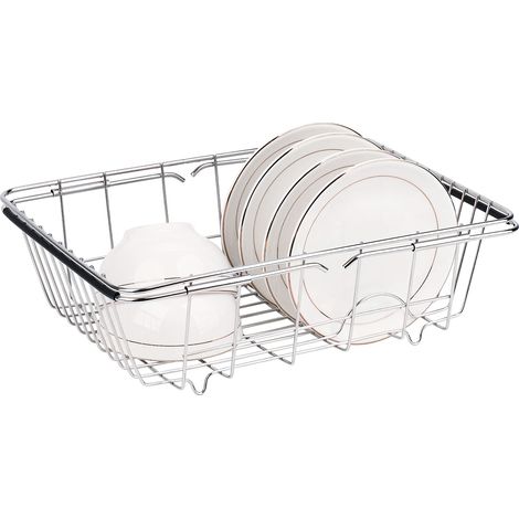 Réglable en Acier Inoxydable sur évier Égouttoir à Vaisselle, pour Vaisselle, légumes et Fruits Panier de Rangement (1/5)