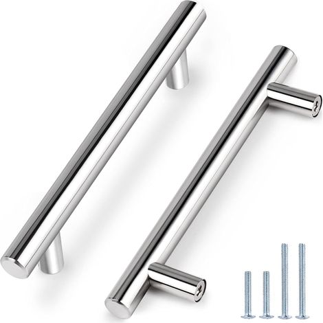 Maniglie per mobili, binari da 288 mm per cassetti di armadi, in metallo cromato, 15 pezzi
