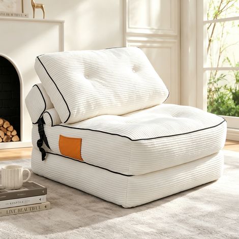 [MJ] Fauteuil de sol en forme de sac de haricots paresseux, canapé-lit pliant, futon de sol pliable et confortable, chaise longue convertible portable pour salon et chambre à coucher. (1/5)