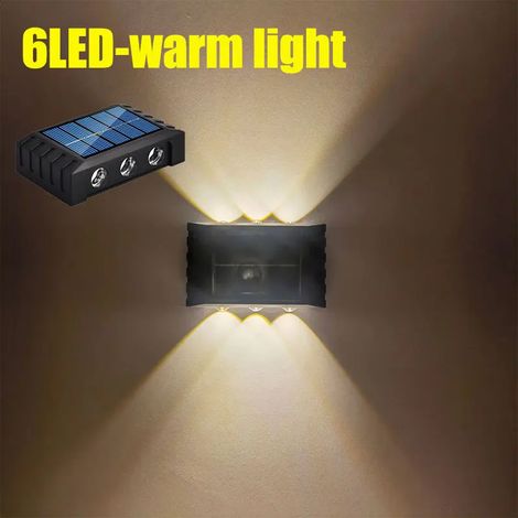 Applique murale solaire LED (lumière chaude) - Éclairage décoratif extérieur - Étanche - Éclairage par le haut et par le bas - Idéale pour les cours et les rues - Étanche (1/2)