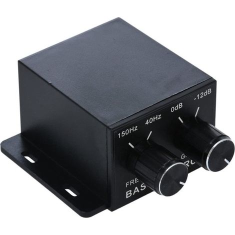 Régulateur, amplificateur et égaliseur stéréo pour autoradio avec caisson de basses et 4 RCA noirs