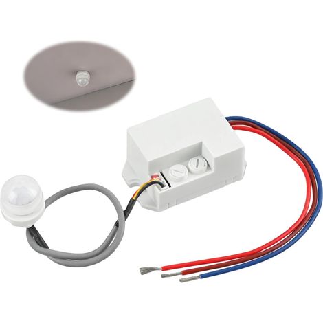 Capteur de Mouvement Encastrable, Interrupteur Détecteur Infrarouge PIR 220-240V, 120° 6m avec Capteur Crépusculaire Réglable 20-2000 Lux, Temps 10s-7min, Mini Détecteur Lumière Intérieur Extérieur (1/5)