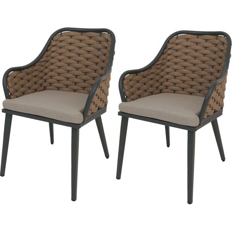 Set de 2 chaises de jardin en aluminium HWC-O16, chaise d'extérieur, olefin (200 g/m2) cor (1/5)
