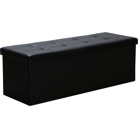 SWANEW Sedute sgabello pieghevole scatola di stoccaggio sedile sedile cubi di sedile 110x38x38 cm nero (1/5)