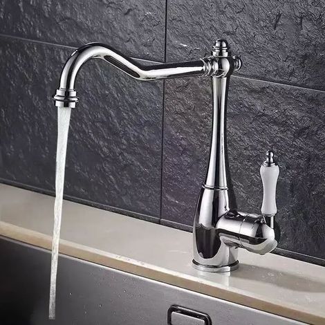 Mitigeur De Cuisine , Robinet De Cuisine Chromé , Robinet De Lavabo RéTroà , 360° Robinet éVier De Cuisine RéTro En Laiton Chromé (1/5)