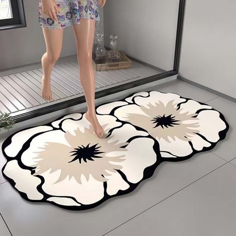 LAN Elegante 5080cm (Kieselgur) Kieselgur-Fußmatte mit einzigartigen floralen Formen, geeignet für Toiletten, Badezimmer und Waschbecken. (1/5)