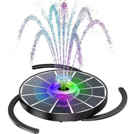 Fontaine Solaire LED 4 W avec Télécommande  Pompe Flottante avec Batterie 4 Effets de Pulvérisation pour Jardin Étang et Bain d'Oiseaux