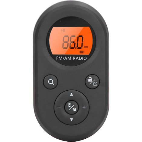 Mini radio AM/FM DC5V 76-108 MHz FM 520 522-1710 kHz AM rétroéclairée, portable, avec écouteurs pour l'extérieur, noire.