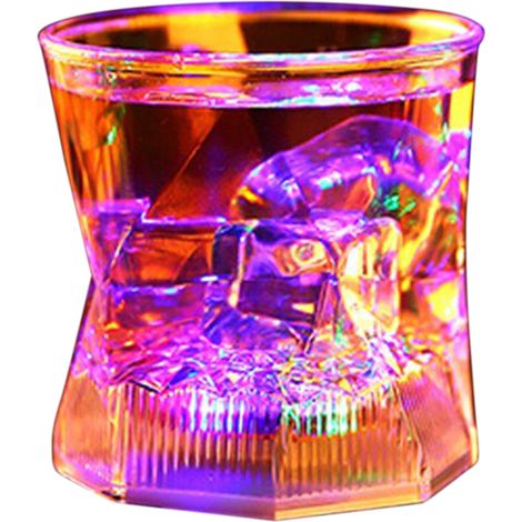 Gobelet Lumineux Transparent 280ml Activation Liquide PS Alimentaire Idéal Soirées Festivals Discothèques Design Cube (1/5)