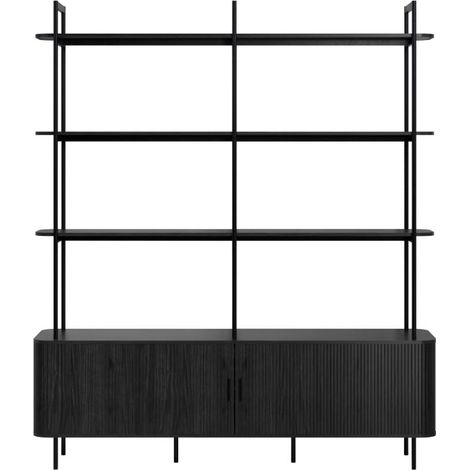 Ronin Regal 2 Jalousietüren, 3 Regale Asche-Dekor schwarz.