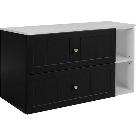 Set di mobili da bagno sotto lavabo, bianco / nero, 80 (60 + 20) x 46 x 58 cm , 3 colori di maniglie inclusi