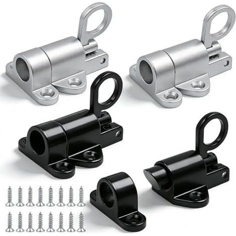 Verrouillage automatique de boulon 4 pièces, verrou porte d'installation facile avec matériel montage pour serrures fenêtre, portes cabinet, jardin, clôture - (1/5)