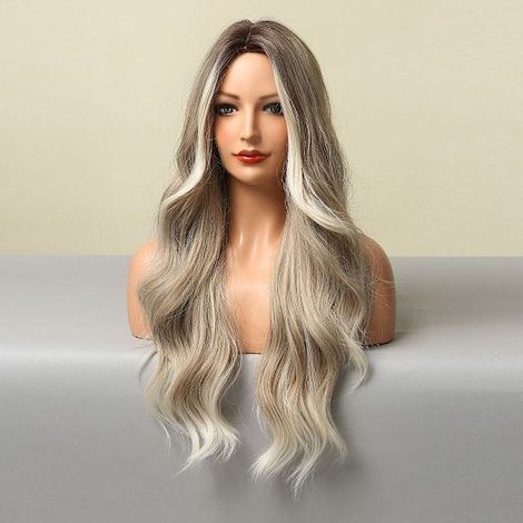 Perruque longue en cheveux naturels, perruque bouclée avec filet à cheveux (1/4)