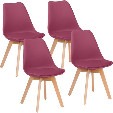 Sedia da cucina ergonomica gambe legno bordeaux 4 pz - Candice (1/5)