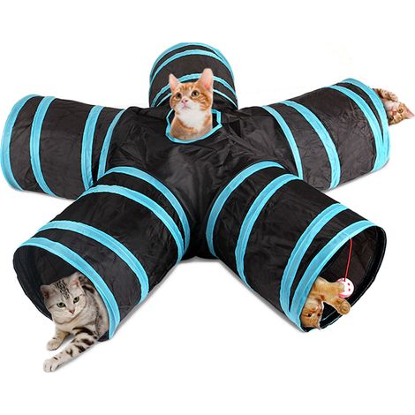 Tunnel de jeu pour chat à 5 voies pliable, diamètre 25 cm, longueur tube 28 cm – DELKEVIC