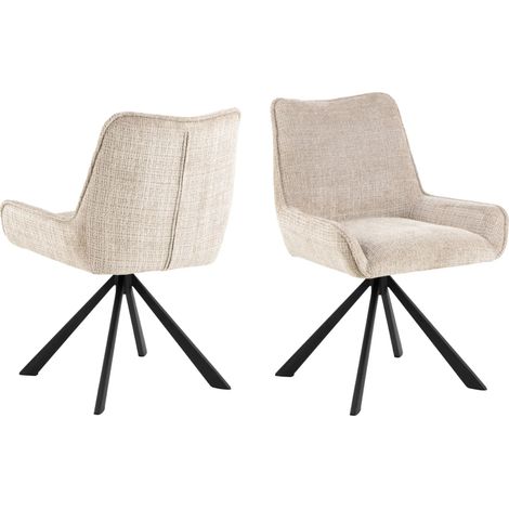 Fauteuil de salle Ă manger pivotant en tissu beige (lot de 2) - ELIO (1/5)