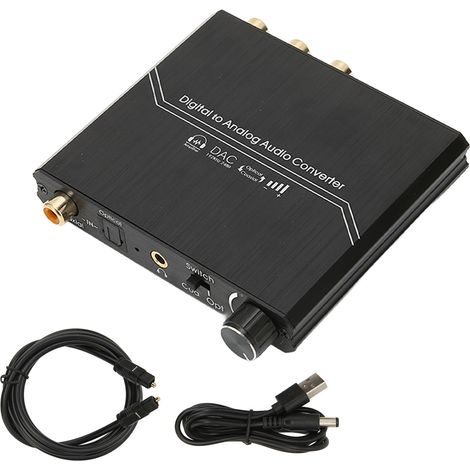 Convertisseur Audio Numérique vers Analogique 192KHz DAC Optique/RCA avec Contrôle Volume et Graves (1/5)