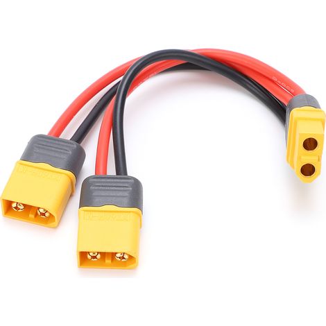 Câble en Y XT60 compatible avec 2 connecteurs XT60 mâles vers 1 connecteur XT60 femelle pour batteries LiPo RC (1/5)