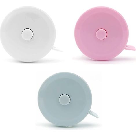 XEPHO Lot de 3 mini mètres pour mesures corporelles - Mètre ruban rétractable ruban - Jolis vêtements portables - Bleu, rose, blanc - Idéal (1/4)