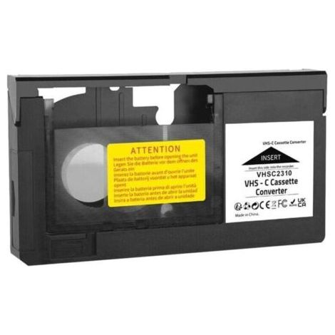 Bardusch-Convertisseur cassette adaptateur VHSC SVHS-C 8mm – Compatible MiniDV Hi8 – Utilise 1 pile AA – Pour lecture cassettes vidéo –