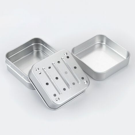2 Pièces Boîte à Savon en Aluminium Boite Savon avec Égouttoir Amovible Porte-Savon Portable pour Les Voyages Les Voyages d'affaires La Salle de Bain (1/5)
