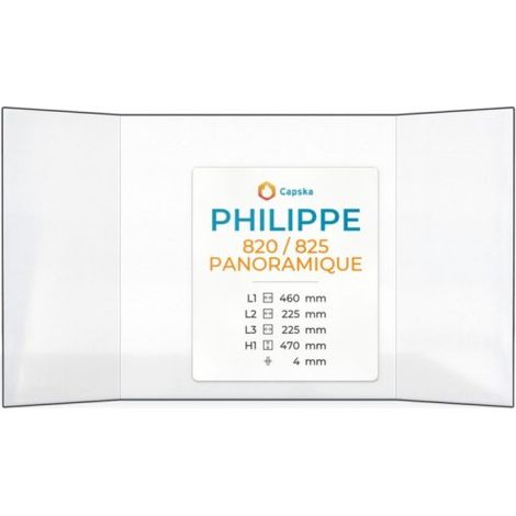 Vitre Philippe 820 / 825 PANORAMIQUE - Verre Prismatique pour insert - (225 + 460 + 225) x 470 mm (L2+L1+L3 x H1) - 4 mm