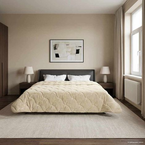 Teenpull – Winterbettdecke Creme 200 x 240 cm Mikrofaser und Teddy-Fleece (1/5)